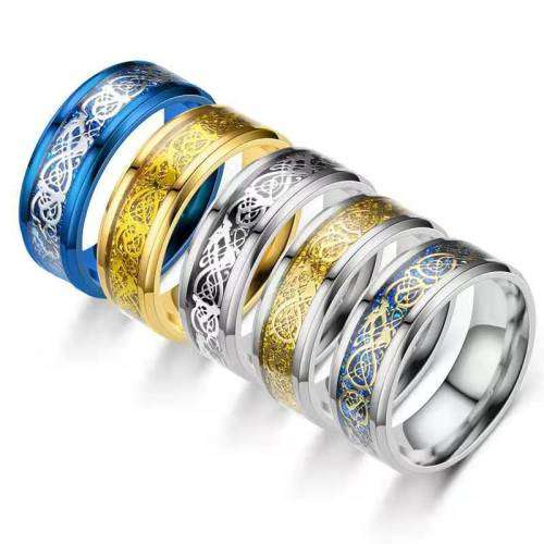 Mens Titanium Celtic Dragon Design Wedding Band. Ring Size 6,7,8,9,10,11,12,13